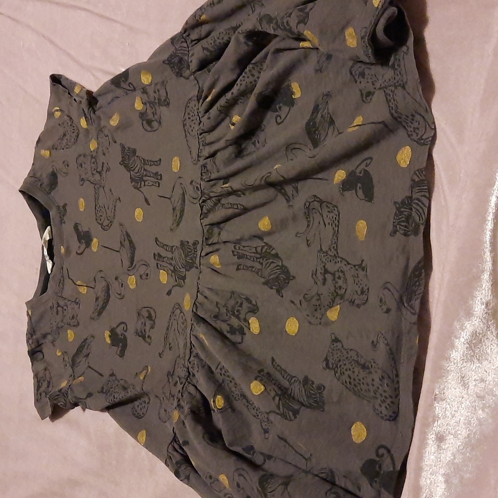 H&M dress, grey animal print, 6-8Y